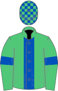 Emerald Green, Royal Blue stripe and armlets, check cap