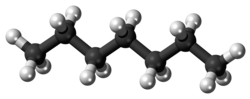 Ball-and-stick model of the heptane molecule
