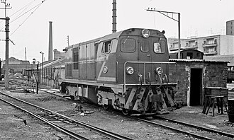 A diesel locomotive at the former Magòria station
