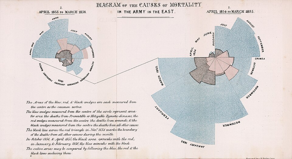 "Diagram of the causes of mortality in the army in the East" by Florence Nightingale