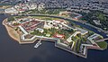 Aerial view of the Peter and Paul Fortress with Peter and Paul Cathedral, mausoleum of the Romanovs