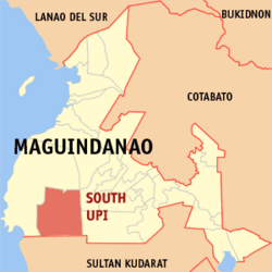 Map of Maguindanao del Sur with South Upi highlighted