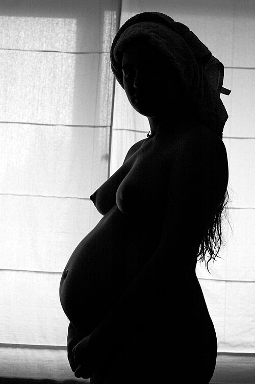 File:Pregnant woman black and white shadows.jpg