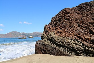Ribbon Chert of the Marin Headlands Terrane, exposed at Marshall's Beach, San Francisco.