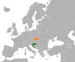 Map indicating locations of Croatia and Slovakia