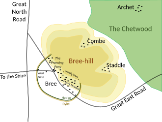 Placenames of Bree-land, with the villages of Bree, Combe, Staddle, and Archet in the Chetwood, that Tolkien meant to sound and feel Celtic.
