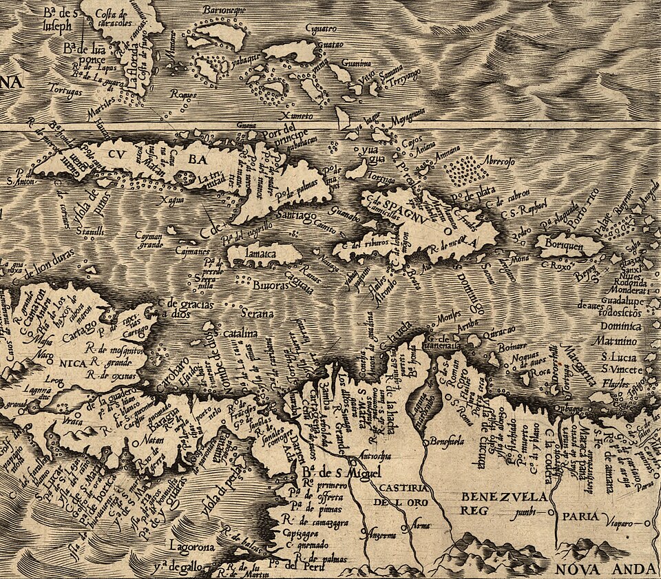File:1562 Americae-Gutierrez map 10hrs-inn Sth-Florida-Cuba-Spagnola-Benezuela-to-Lesser-Antilles.jpg