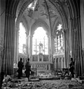 Unidentified Canadian Infantry in a Bombed Out Church in Carpiquet, near Caen, July 12, 1944