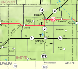 KDOT map of Harper County (legend)
