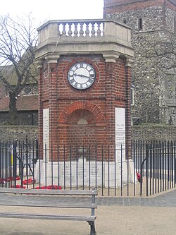 The clocktower in the town of Rainham, London: