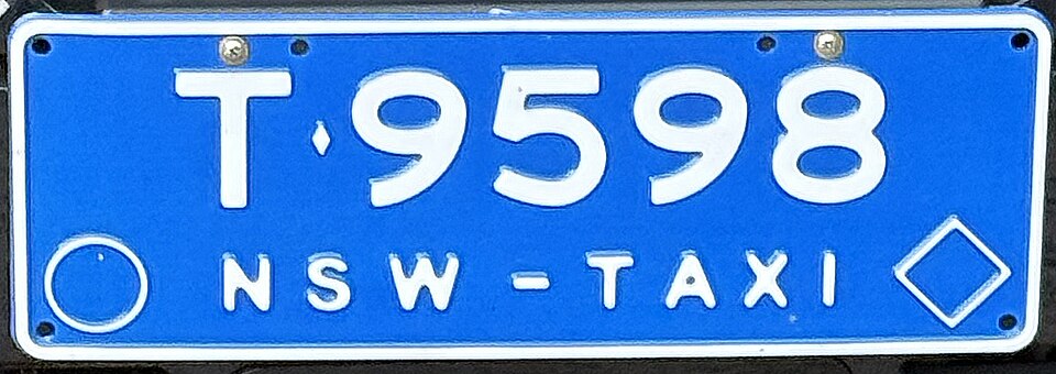 File:Sydney Taxi numberplate T 9598.jpg
