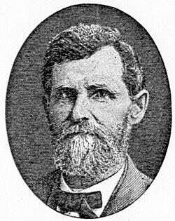 engraving of Dr Lafayette Bunnell, showing him as an older man with a craggy face, short bristly hair, and a cropped grey beard.