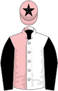 Pink and white (halved), black sleeves, pink cap, black star