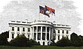Artist's depiction of a Serbian flag flying over the White House in 1918