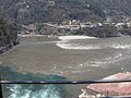 The Alaknanda (from right) is joined by Pindar river (from bottom) at Karnaprayag at a height of 788 m (2,600 ft.)