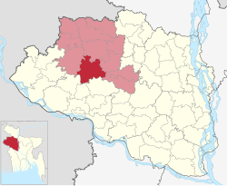 Location of Manda Upazila