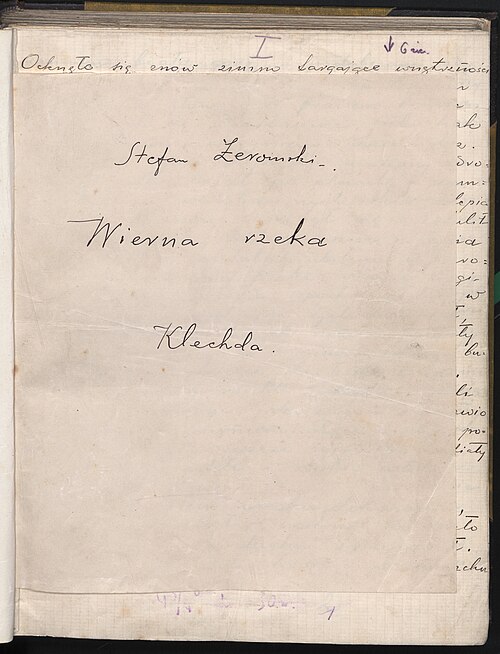 File:Stefan Żeromski Wierna rzeka rękopis.jpg