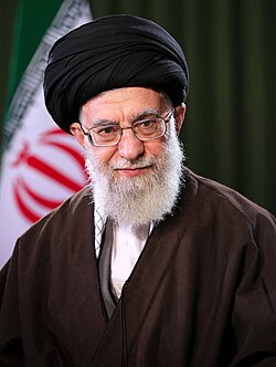 A photograph of Khamenei, 77, in 2017