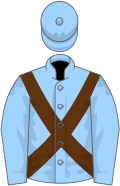MADONNA BLUE, brown cross belts, blue cap