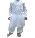 Traditional Baloch white shalwar kameez