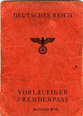1940s issued German temporary alien's passport ("Vorläufiger Fremdenpass")