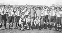 Athletic Club of Bilbao, 1930-31 Spanish League Champions. Line up: Muguerza, Chirri II, Urquido, Lafuente, Blasco, Ispizua, Uribe, Unamuno, Castellanos, Bata, R. Echevarria & Gorostiza