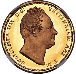 William Wyon's bust of King William IV (double sovereign shown)