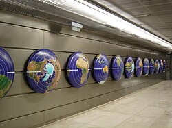 Detail on a wall in the Canyelles metro station