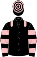 Black, pink epaulets, hooped sleeves and cap