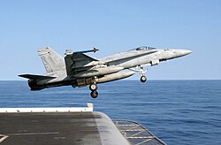 NF-414 launches from the Kitty Hawk on 31 Jan 2003 in the Sea of Japan.