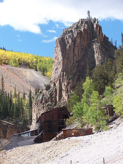 Old mine on the Bachelor Loop historic driving tour.