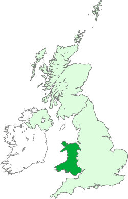 Map showing Wales