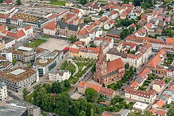 Aerial view of the town center