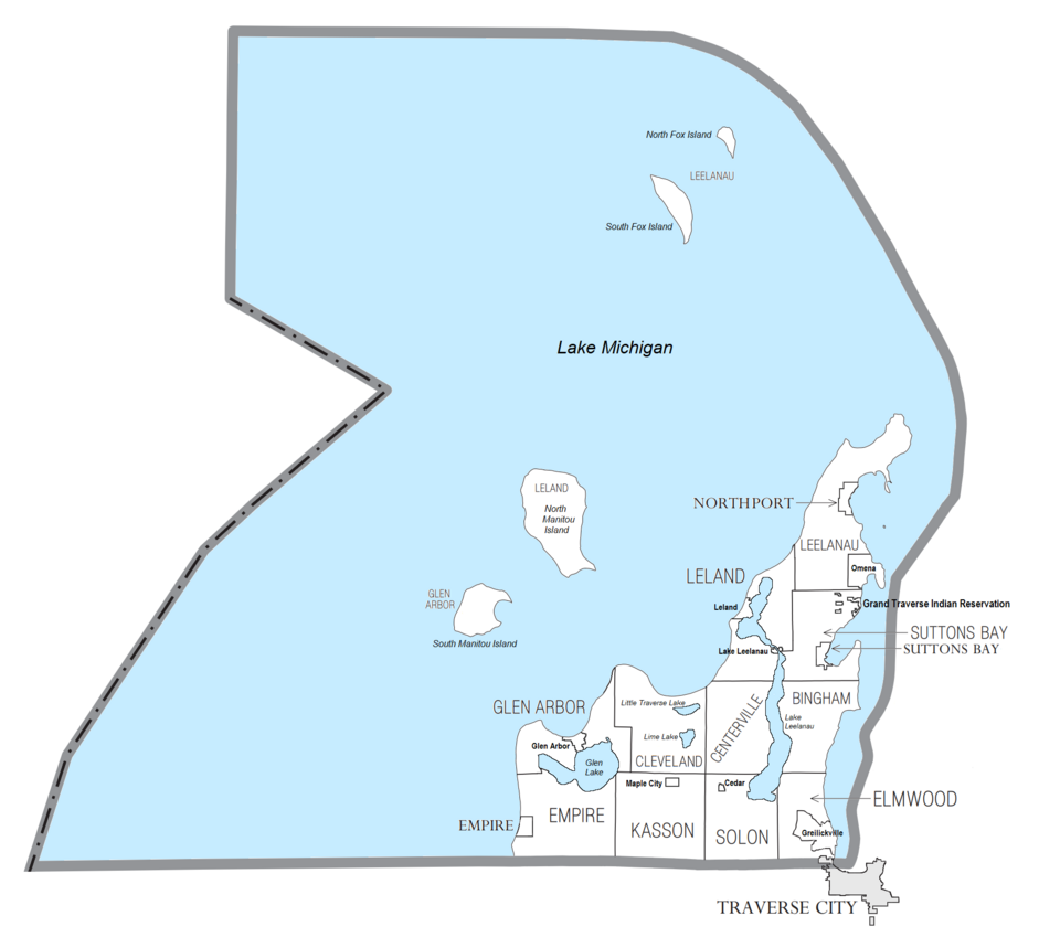File:Leelanau County, MI census map.png