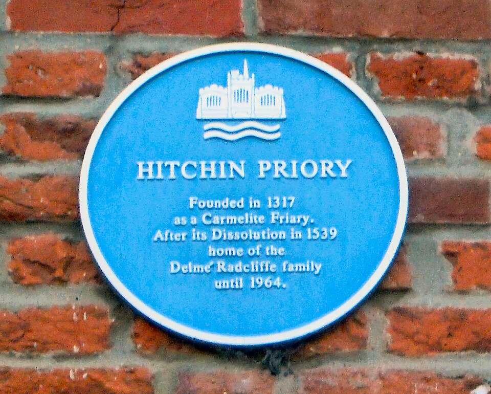 File:Blue plaque Hitchin Priory 2016.jpg