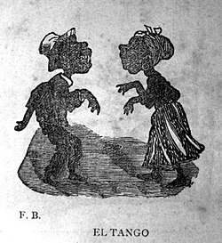"The tango", an illustration published in La Ilustración Argentina in 1882.