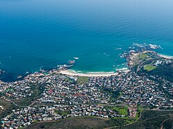 Camps Bay, in the center of the Atlantic Seaboard