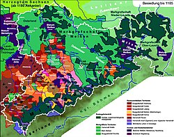 March of Meissen (green) in the year 1185