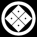 Maruni sumitate yotsume, circle and four eyelets on the edge, of the Uda Genji