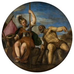  circular painting with multiple figures