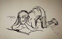 Deep in the story (1951), Brush drawing