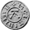 A black and white photo of an Anglo-Scandinavian coin
