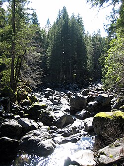 The Rogue River flowing through the Avenue of the Giant Boulders at the Prospect State Scenic Viewpoint