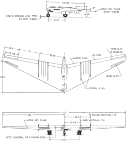 3-view line drawing of the Northrop YB-49