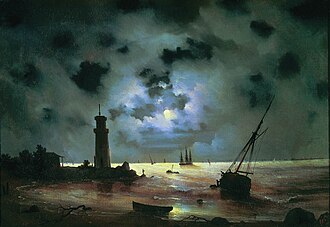 Sea coast at night. Near the beacon (1837)