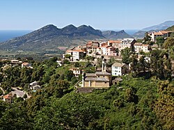 The church of San Cervone and the surrounding buildings, in Poggio-d'Oletta