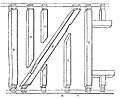 B is an intermediate post, C is a window post G are studs which are interrupted by a brace (F) in a timber framed wall.