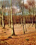 Wintry beech forest  (oil on ply wood, 1920)