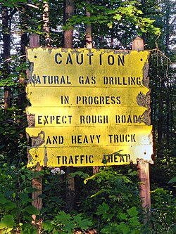 Unpaved McConnell Road passes by many Marcellus Shale natural gas-drilling sites as it traverses the Susquehannock State Forest