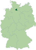 Map of Germany: Position of Hamburg highlighted